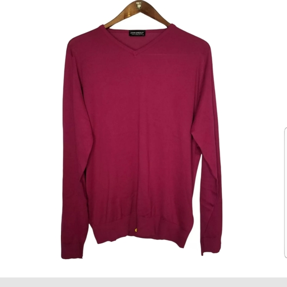 John Smedley Other - John Smedley Made in Great Britain Burgundy  V- Neck Longsleeves Sweater Sz XL